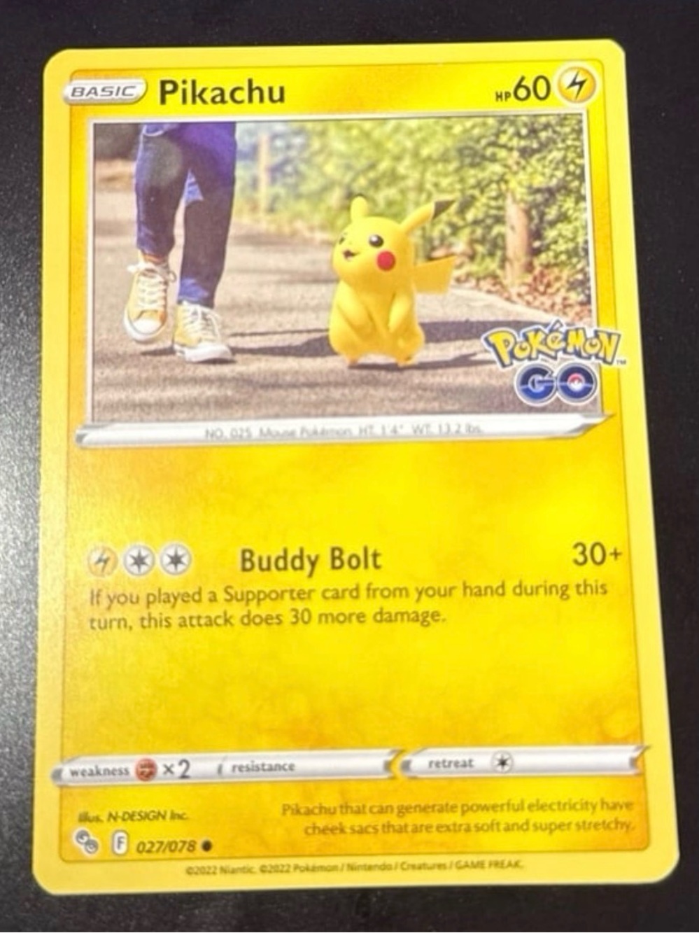 Pikachu Pokémon Go 27/78 Stamped Rare year 2022 Full art Non-Holo LP